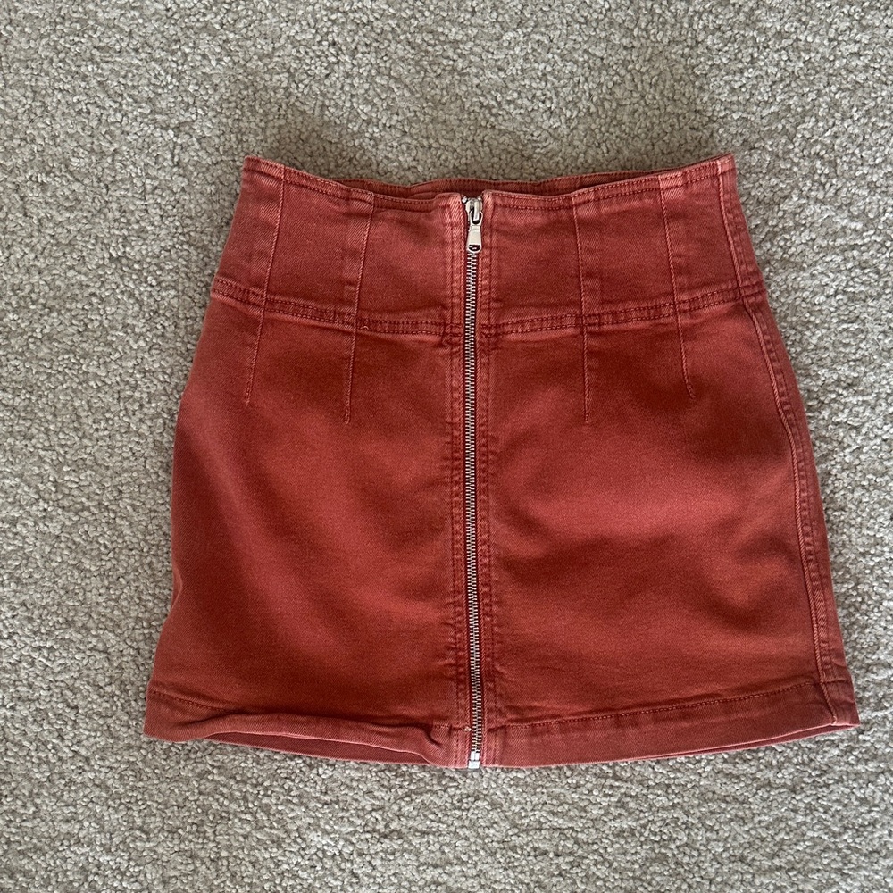 We The Free Brick Red Mini Skirt